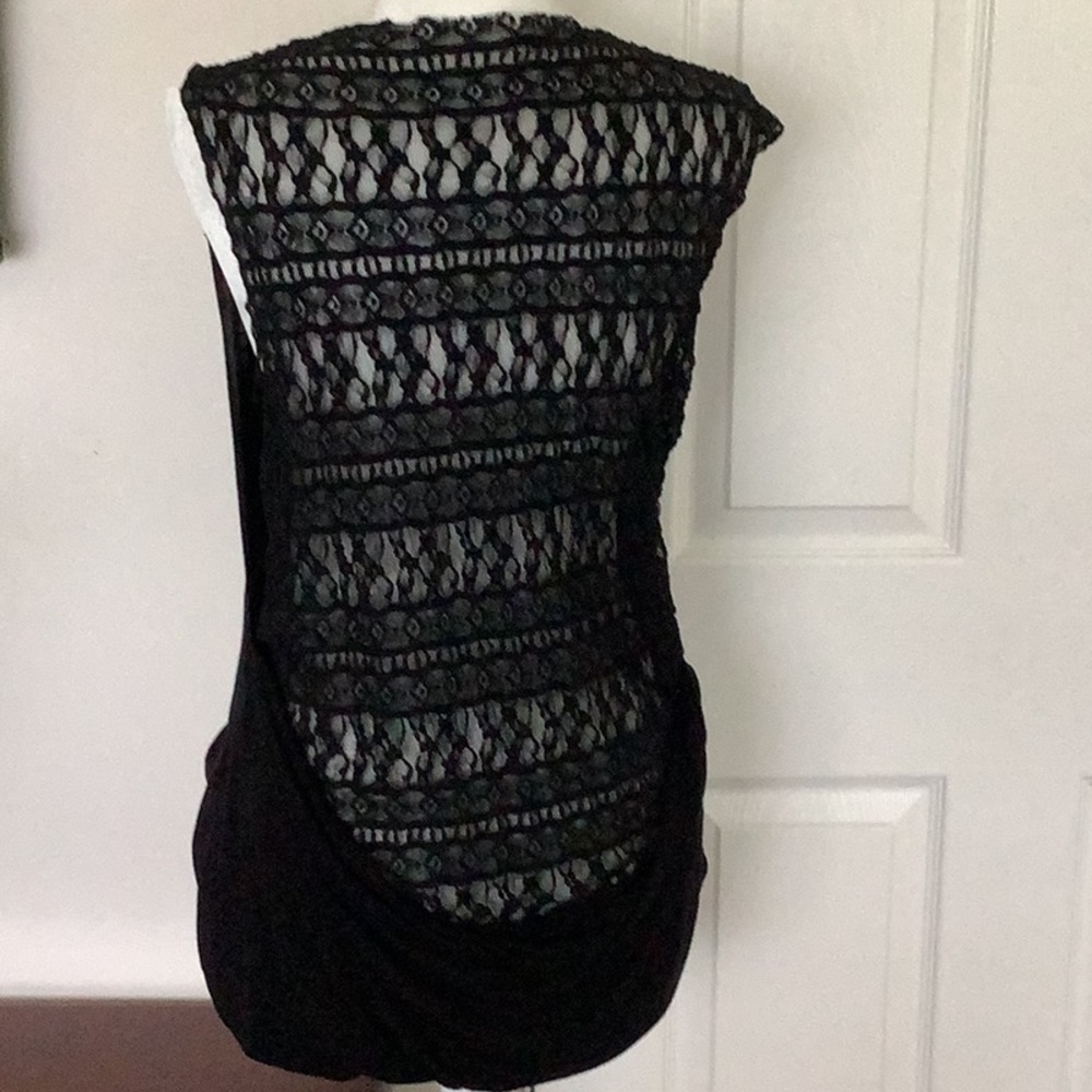 Free People Free Flowing Black Jersey Knit Blouson Tank with Open Lace Back - Picture 5 of 11